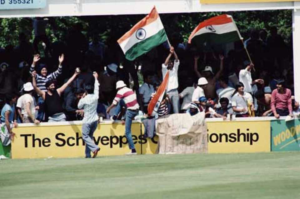 Indian fans during the Group B match between India and Zimbabwe of the ICC Cricket World Cup at the Grace Road Ground, Leicester