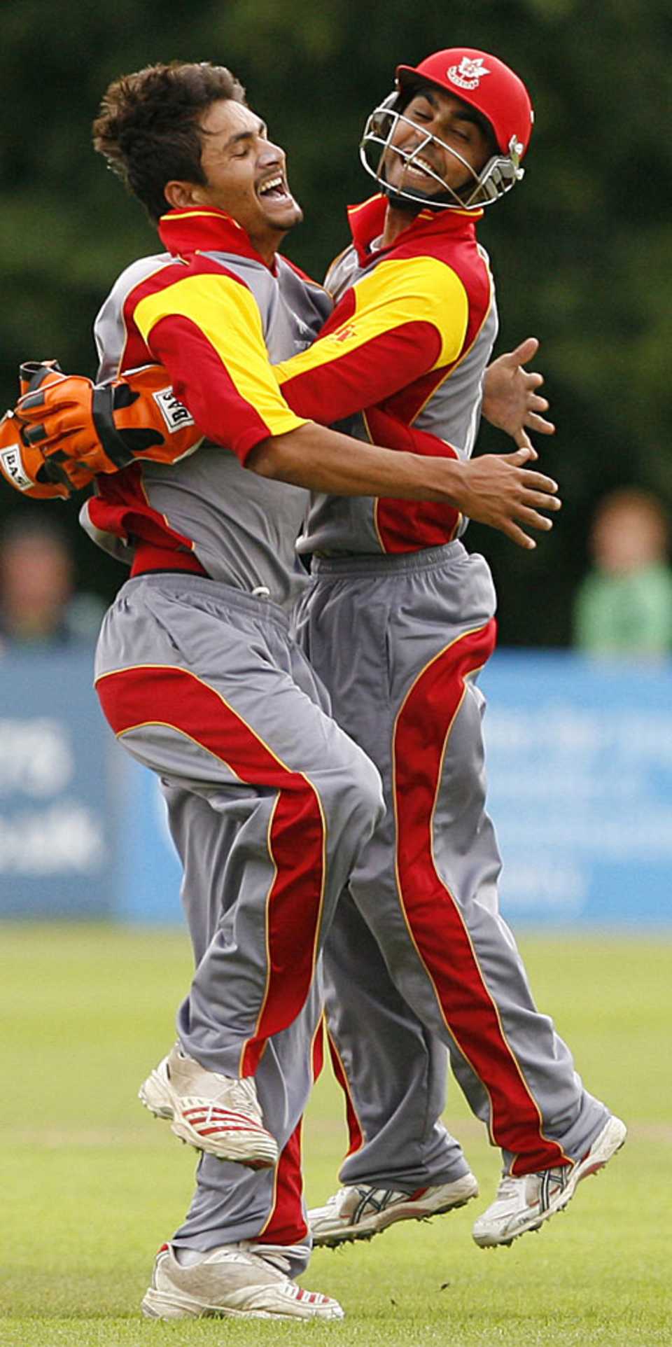 Harvir Baidwan and Ashish Bagai celebrate another Netherlands wicket, Canada v Netherlands, ICC World Twenty20 Qualifier, Belfast, August 2, 2008