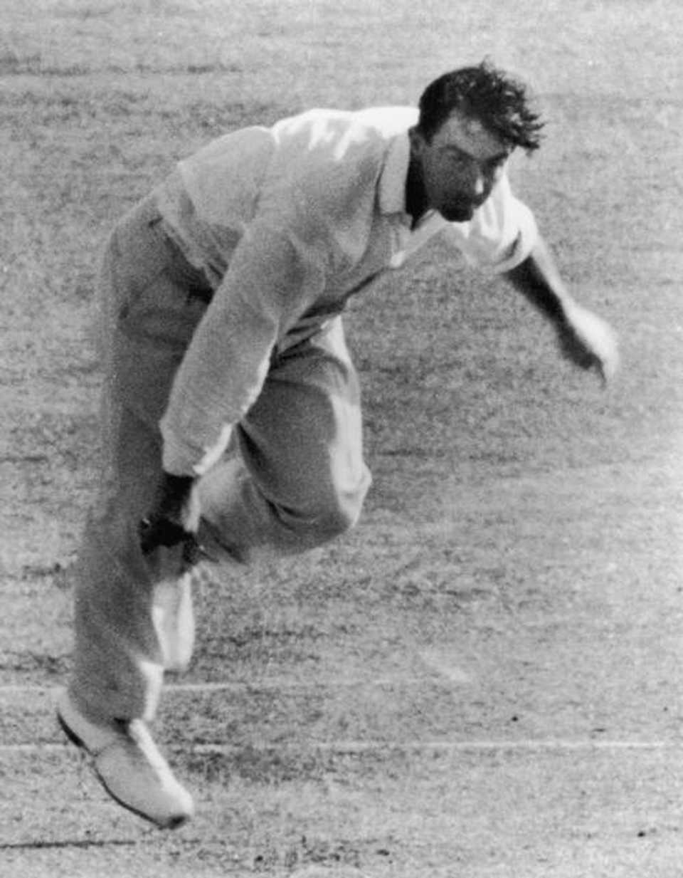Fred Trueman bowls, Australia v England, first Test, Brisbane, 1962