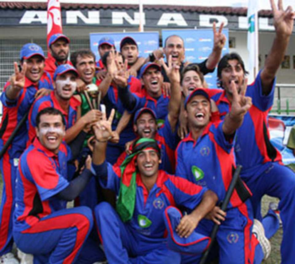 Afghanistan celebrate their Division 3 victory, Afghanistan v Hong Kong, World Cricket League Division 4, Dar Es Salaam, October 11, 2008