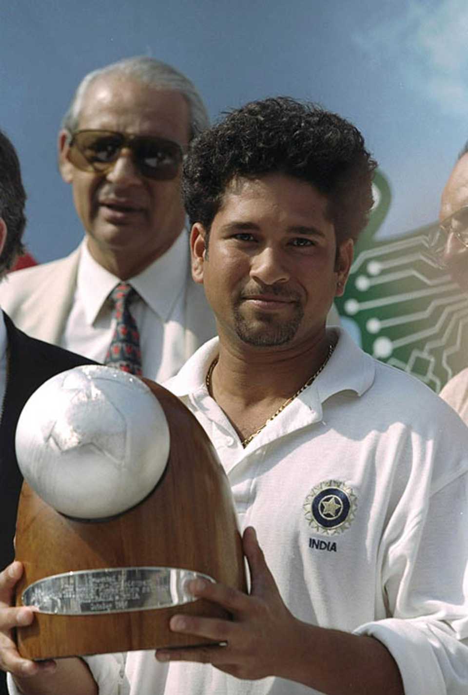 Sachin Tendulkar with the Border-Gavaskar Trophy, India v Australia, only Test, Delhi, October 13, 1996