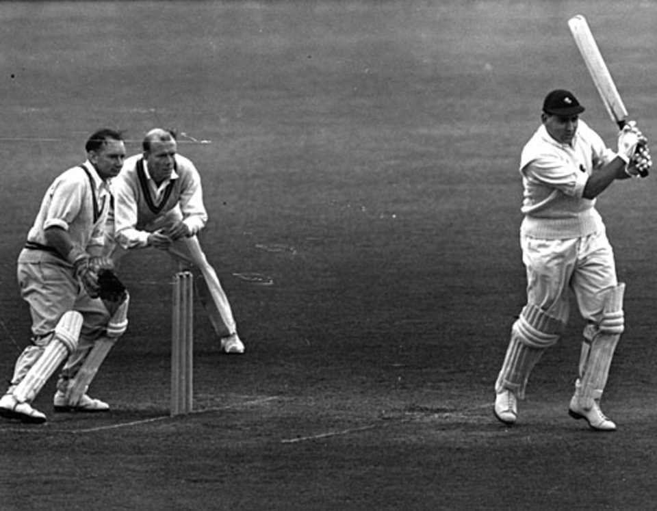 Colin Cowdrey drives on his way to a half-century, Kent v Surrey, County Championship, Blackheath, 3rd day, July 4, 1955