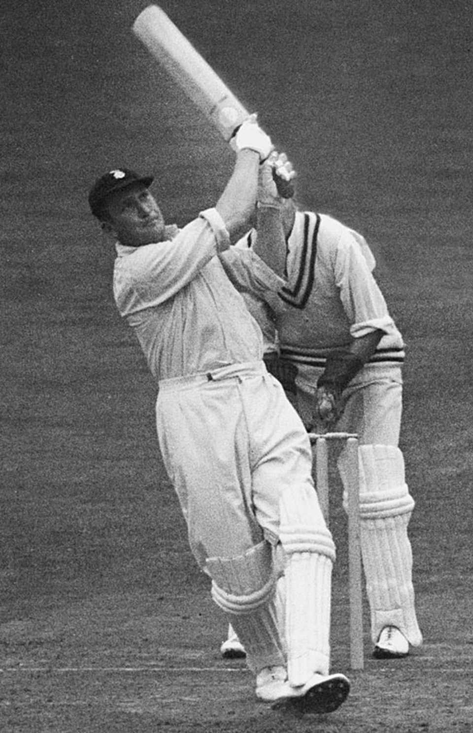 Jim Laker attacks in his innings of 81, Surrey v Hampshire, County Championship, The Oval, 1st day, August 5, 1953