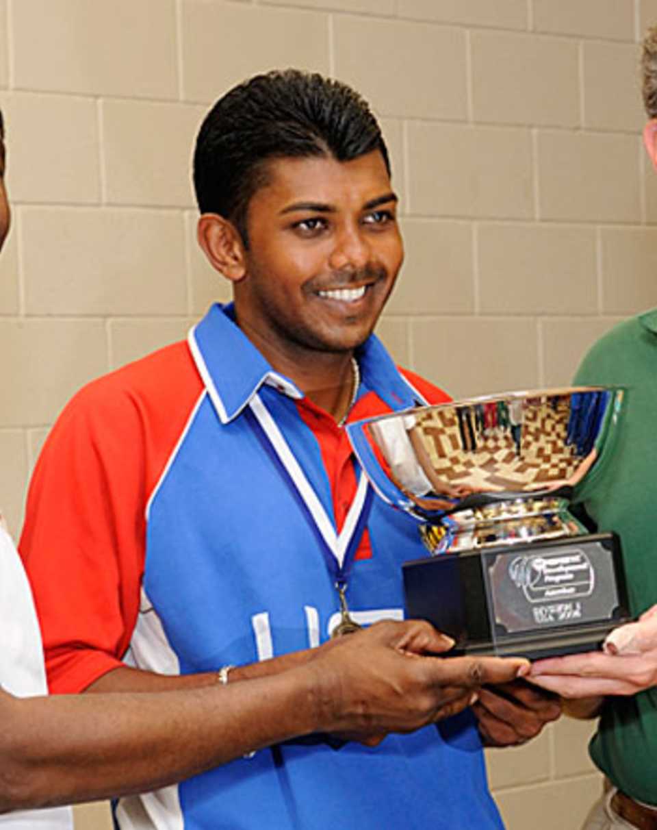 Steve Massiah with the ICC Americas Division 1 trophy
