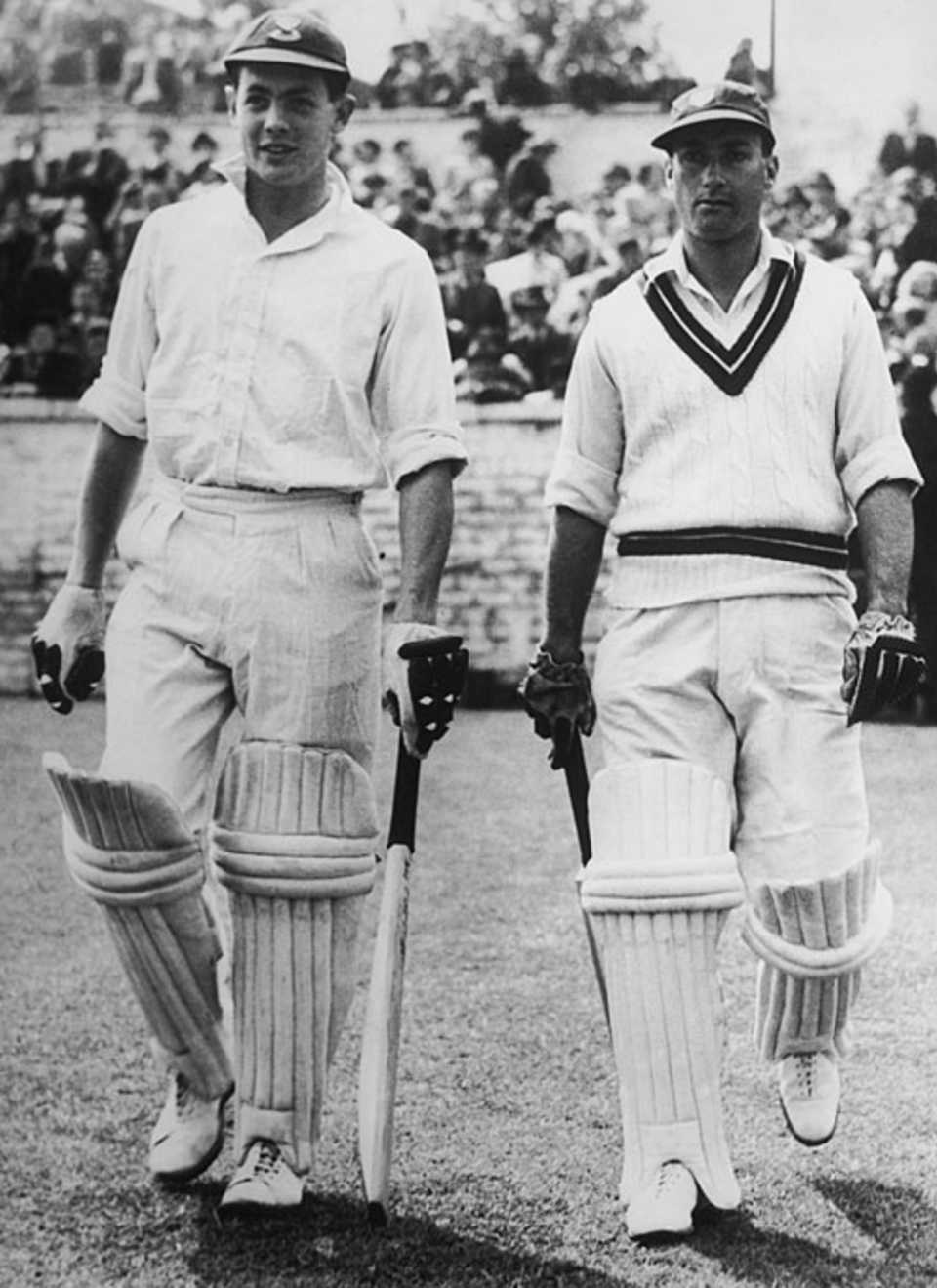 David Sheppard and Don Kenyon walk out to bat, England v Rest of England, 1st day, 1st day, Bradford,  May 31, 1950