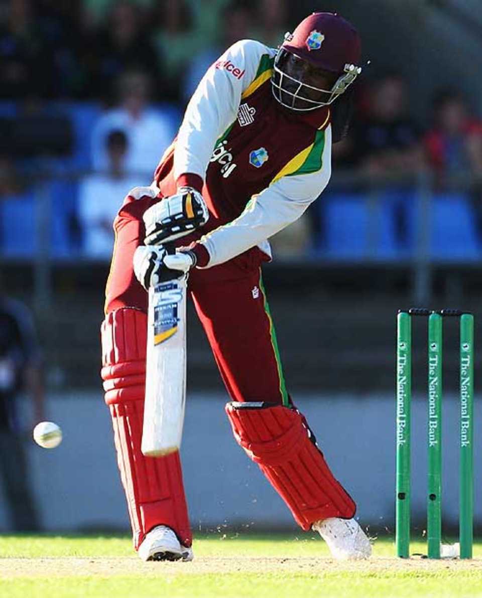 Chris Gayle thumped the first ever super over for 25 runs, New Zealand v West Indies, 1st Twenty20, Auckland, December 26, 2008