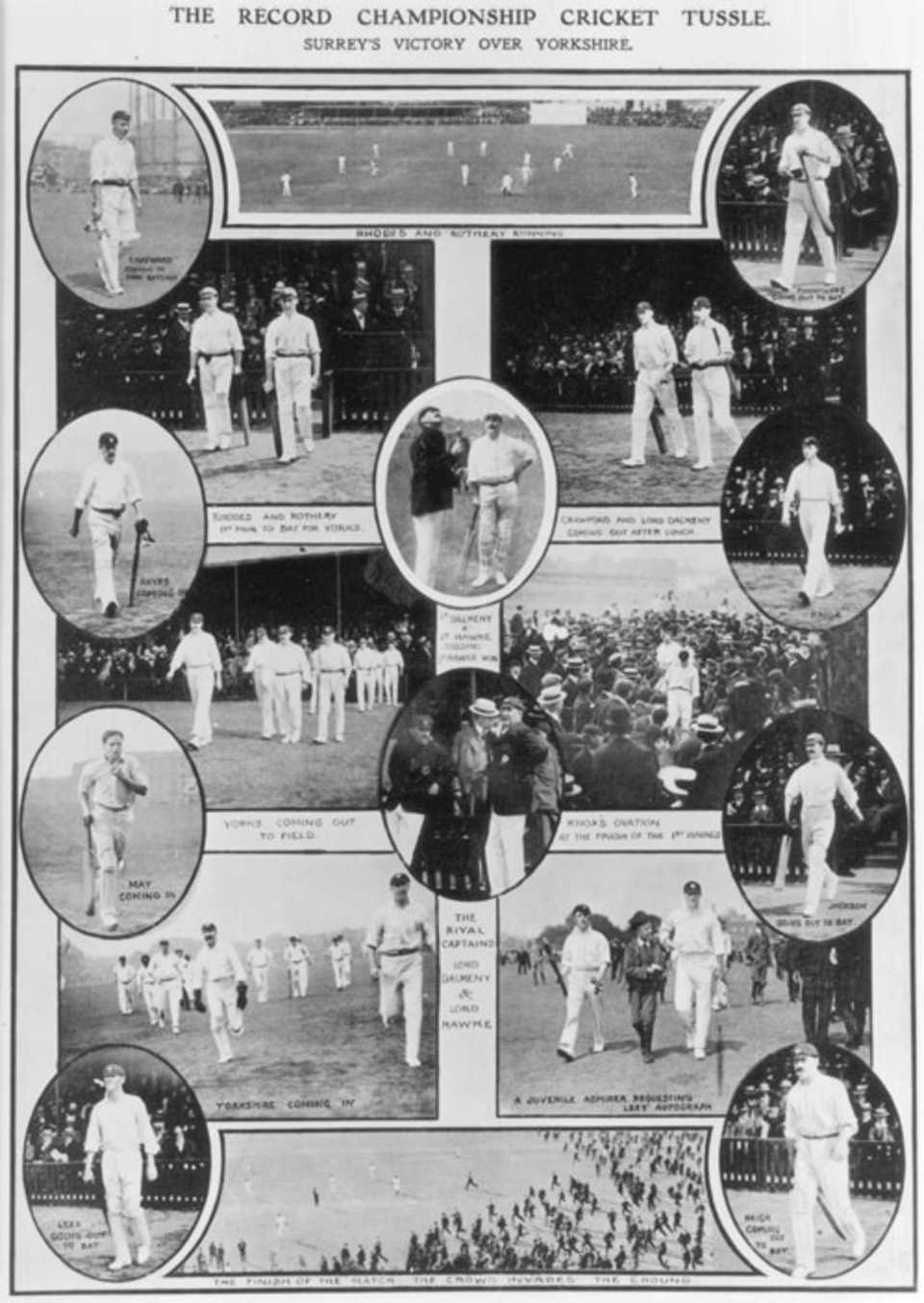Action during Surrey's victory over Yorkshire, County Championships, July 28, 1906