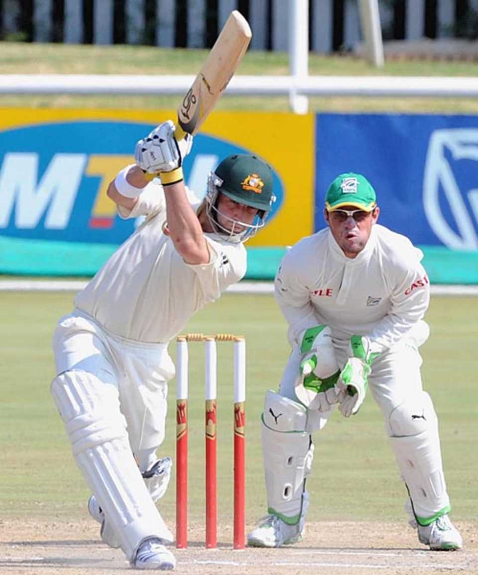 Phillip Hughes drives, South African Board President's XI v Australians, Potchefstroom, 3rd day, February 22, 2009 		