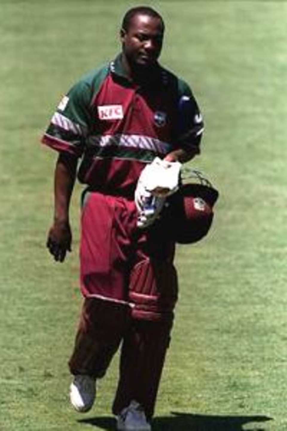 26 Jan 2001: Brian Lara of the West Indies is dismissed LBW first ball for