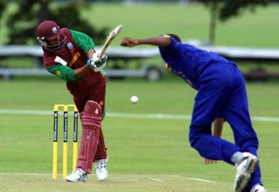 Simmons plays a delivery on the leg side. ICC Under-19 World Cup Super League Group 1: Sri Lanka Under-19s v West Indies Under-19s at Christchurch, 31 Jan 2002