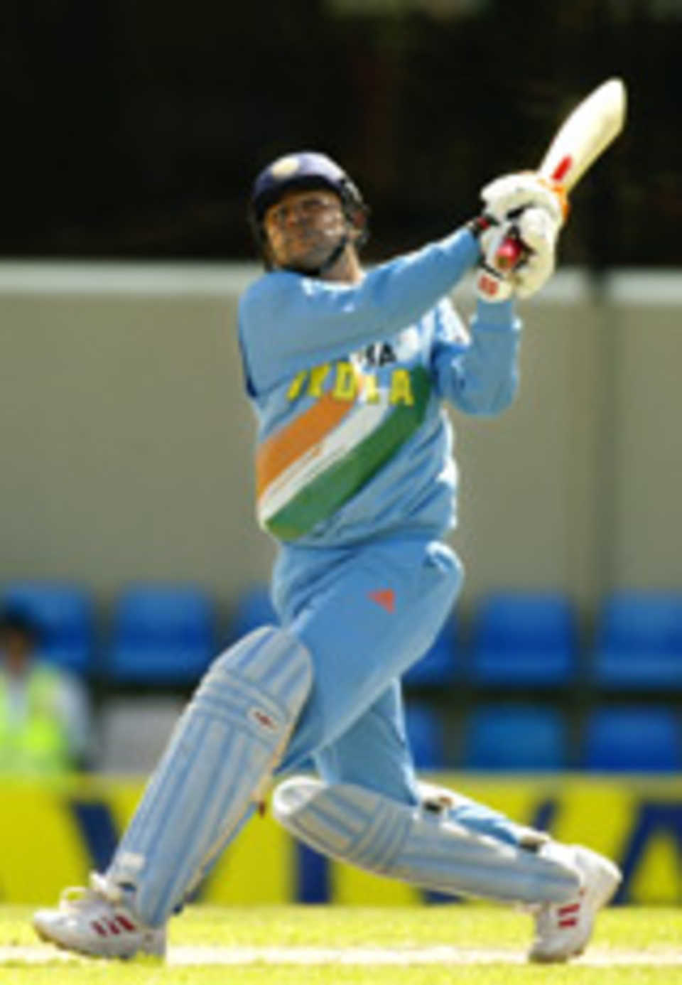 Virender Sehwag hits the ball out of the ground