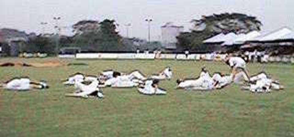 Scottish team warm up before the semi final of the 1997 ICC Trophy in Malaysia