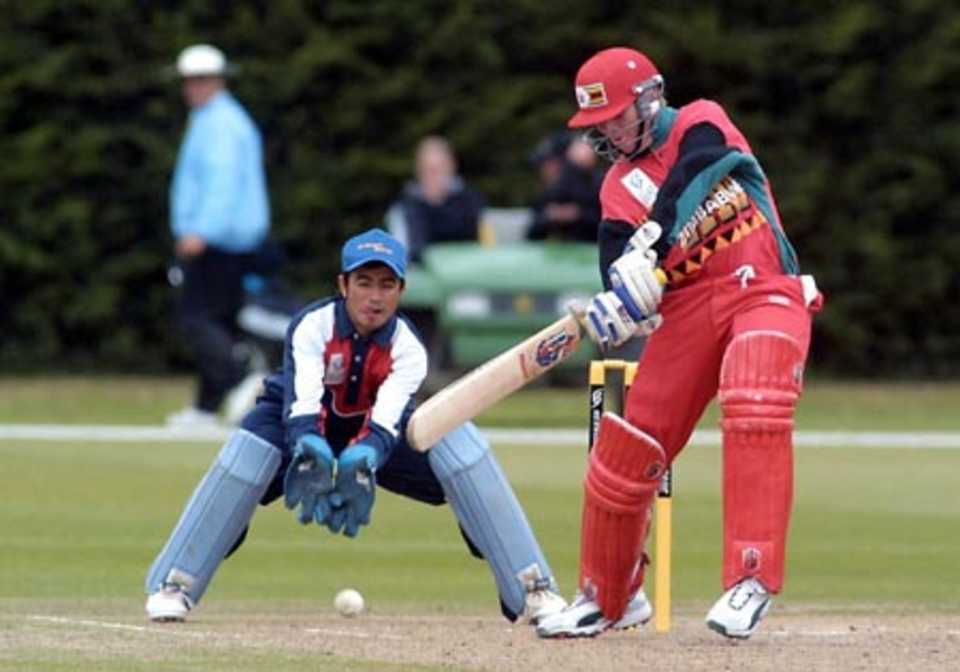 Zimbabwe Under-19 batsman Brendon Taylor cuts a delivery during his innings of 100 not out. ICC Under-19 World Cup Plate Championship Final: Nepal Under-19s v Zimbabwe Under-19s at Lincoln No. 3, Lincoln, 8 February 2002.