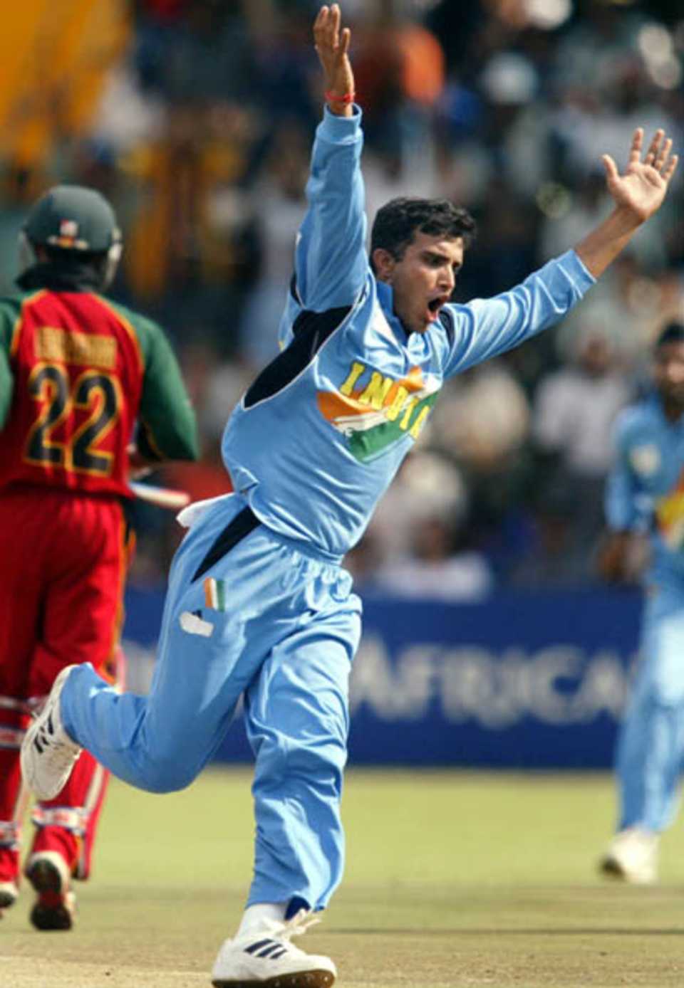 Ganguly breaks into a run after snaring yet another wicket