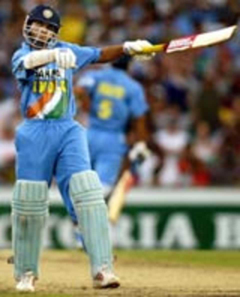Sourav Ganguly swings his bat, Australia v India, VB Series, 2nd final, Sydney, February 8, 2004