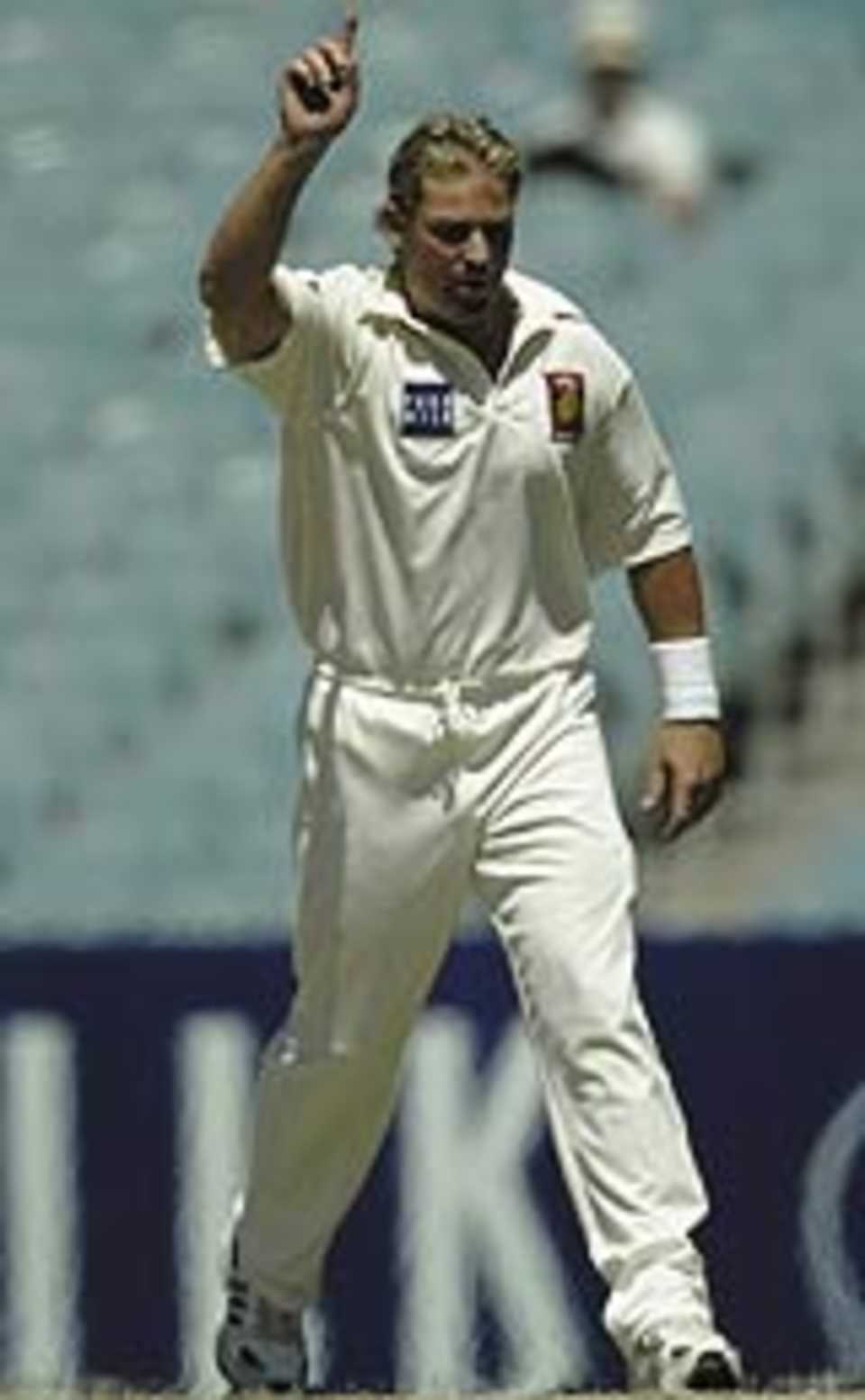 Shane Warne takes the wicket of Daniel Marsh, Victoria v Tasmania, Pura Cup, Melbourne, February 19, 2004