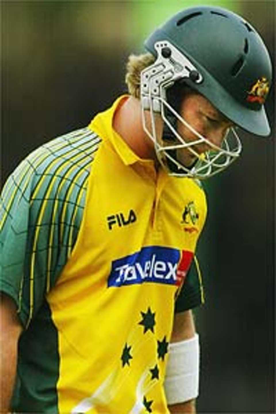 Michael Clarke of Australia leaves the field after being dismissed for a duck during the One Day International between Sri Lanka and Australia played at Rangiri Dambulla International Cricket Stadium on February 22, 2004 in Dambulla, Sri Lanka.
