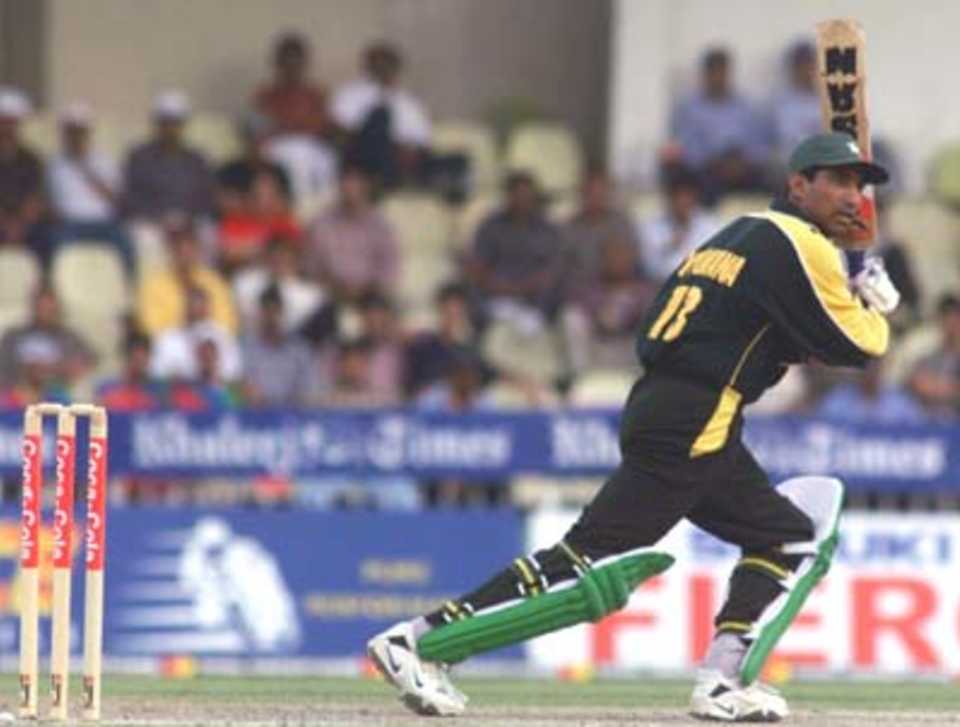 Yousuf Youhana in action, India v Pakistan, Coca-Cola Cup 1999/00, Sharjah C.A. Stadium, 26 March 2000.