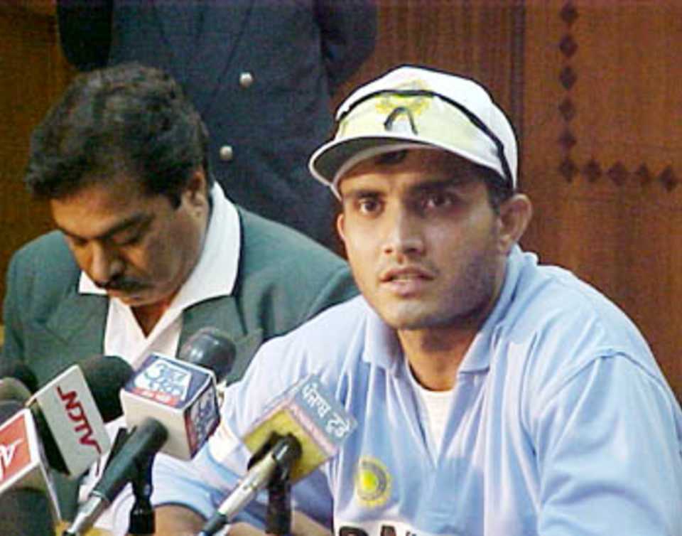 A focused Indian captain gives his reply to a query.