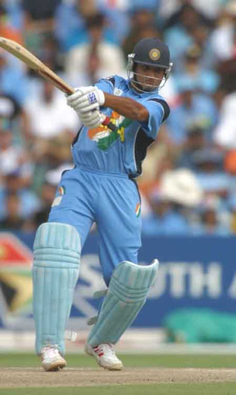 Sourav Ganguly cuts the ball against Australia