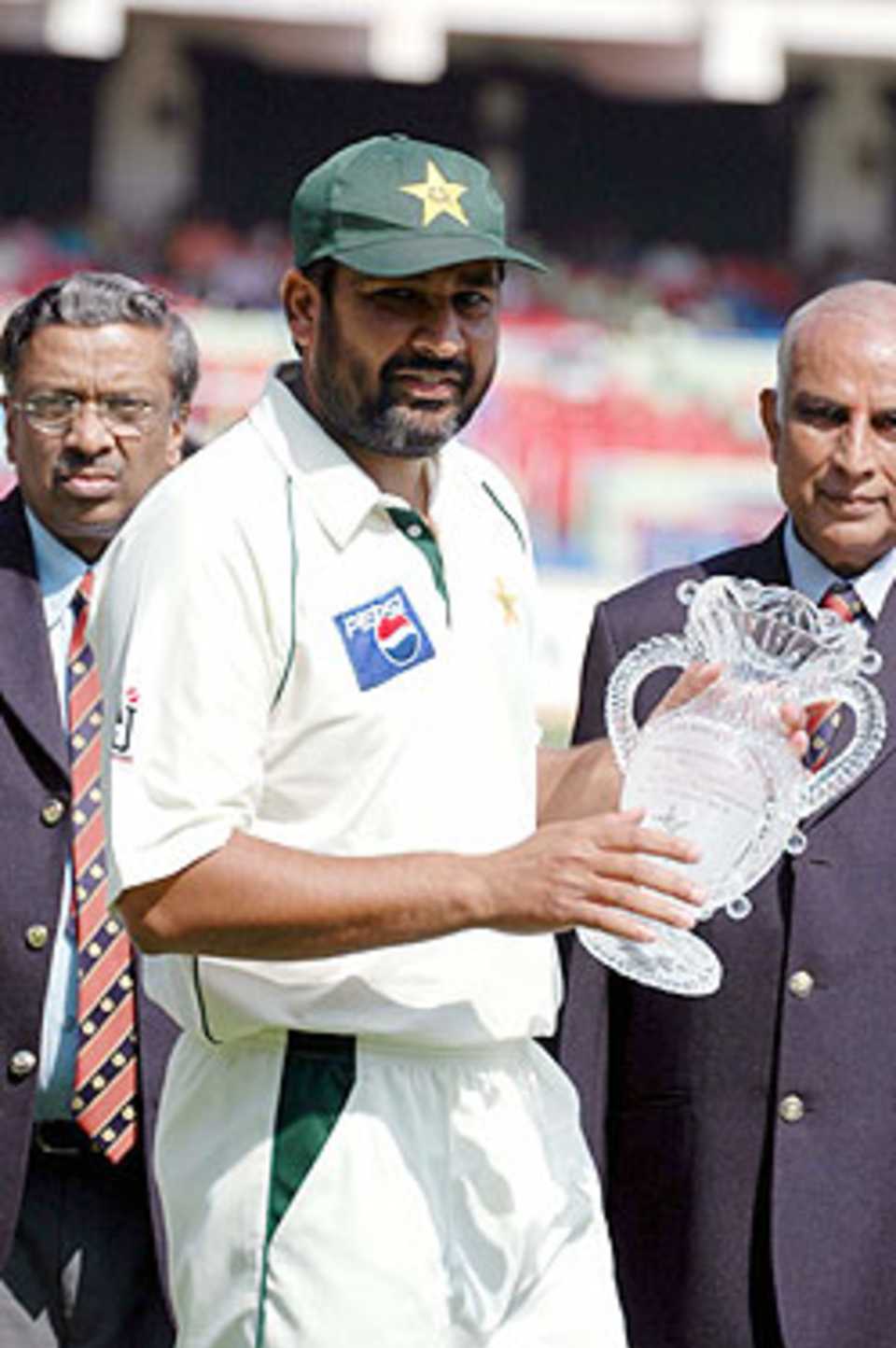 For Pakistan captain Inzamam-ul-Haq, the Bangalore test will be a memorable one for reasons more than one. This was his hundredth test match - he was felicitated by the KSCA for appearing in his 100th test match, he became only the fifth cricketer in test history to score a century in his hundredth test, and finally, to round it up, his team won the test match to level the series 1-1., India v Pakistan, 3rd Test, Bangalore, 24-28 Mar 2005