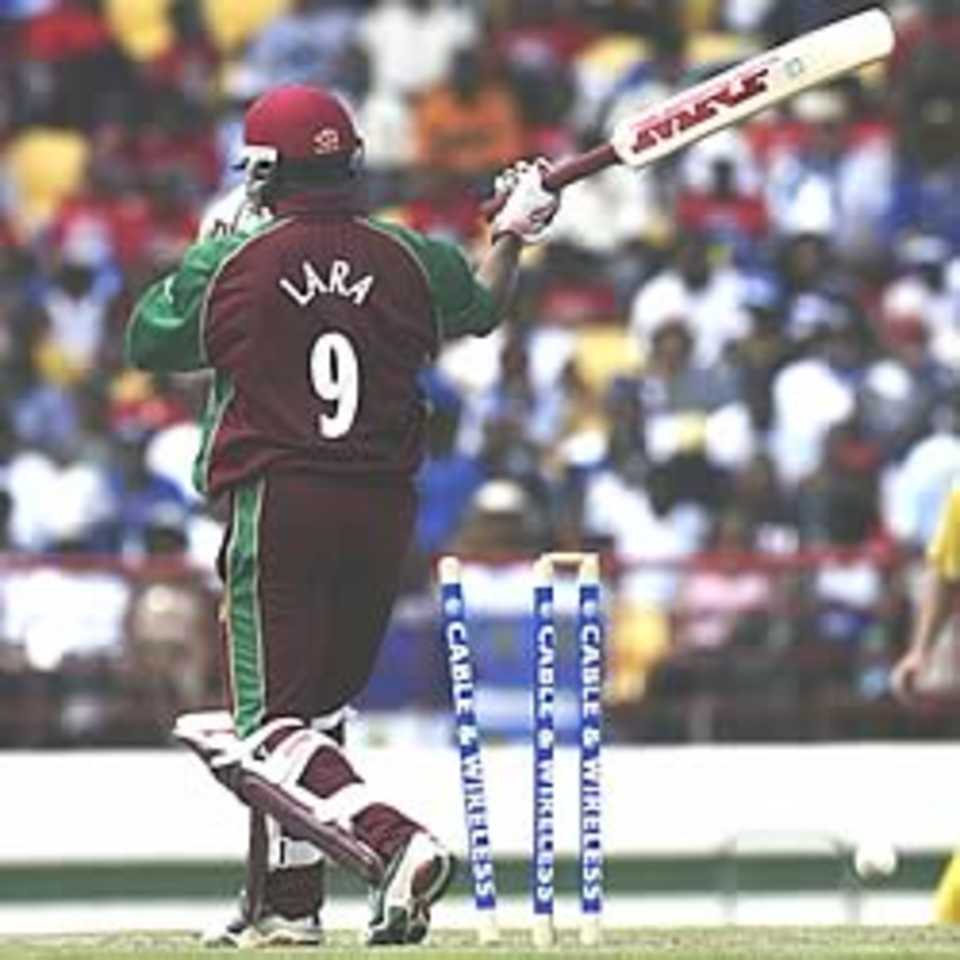 Lara is bowled by Bichel, West Indies v Australia, 3rd ODI, 2002/03