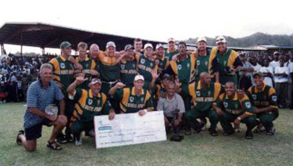 The victorious South African team, 7th ODI West Indies v South Africa, at Arnos Vale Ground, Kingstown, St Vincent, 16 May 2001