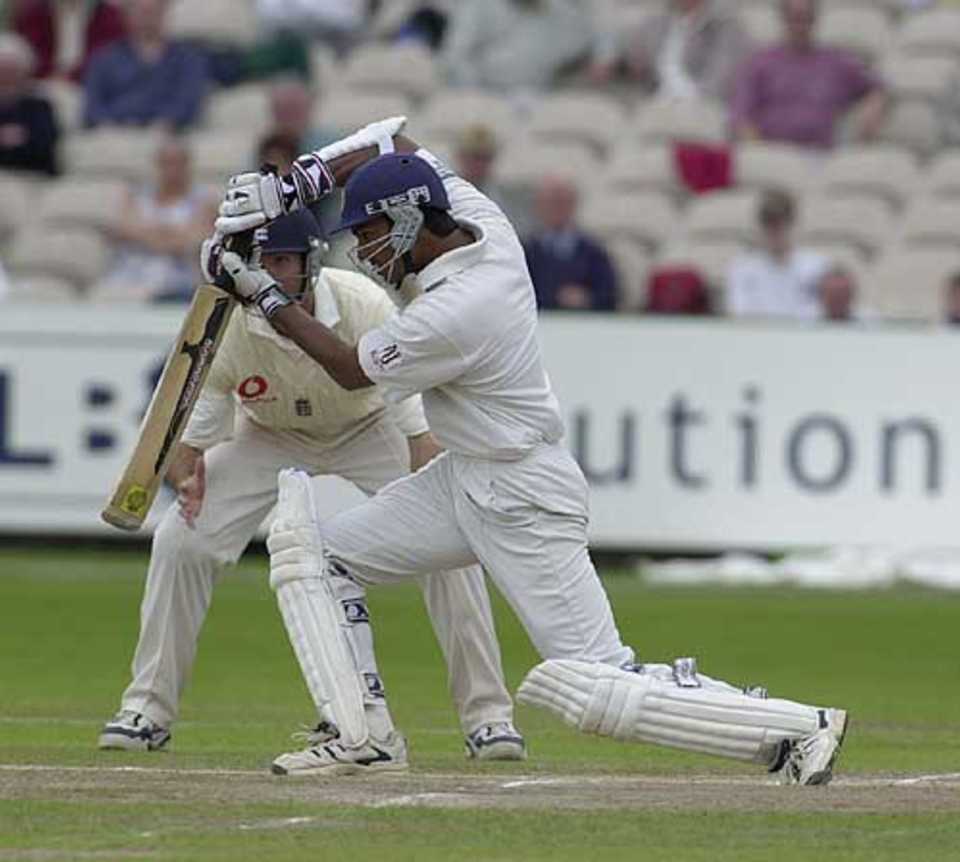 Kumar Sangakarra pushes out in the Sri Lankan second innings