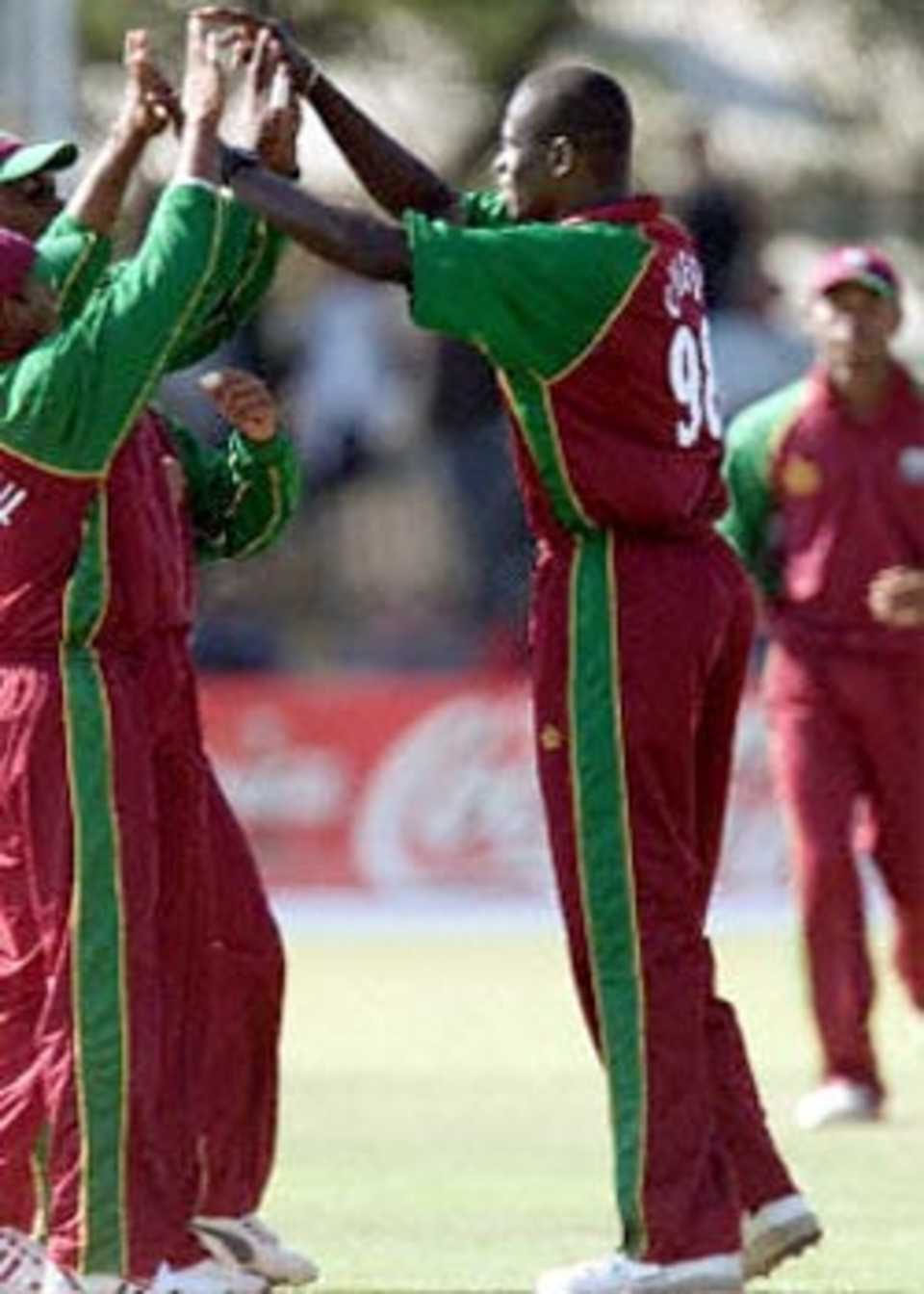 Cameron Cuffy is greeted after seeing off Sourav Ganguly