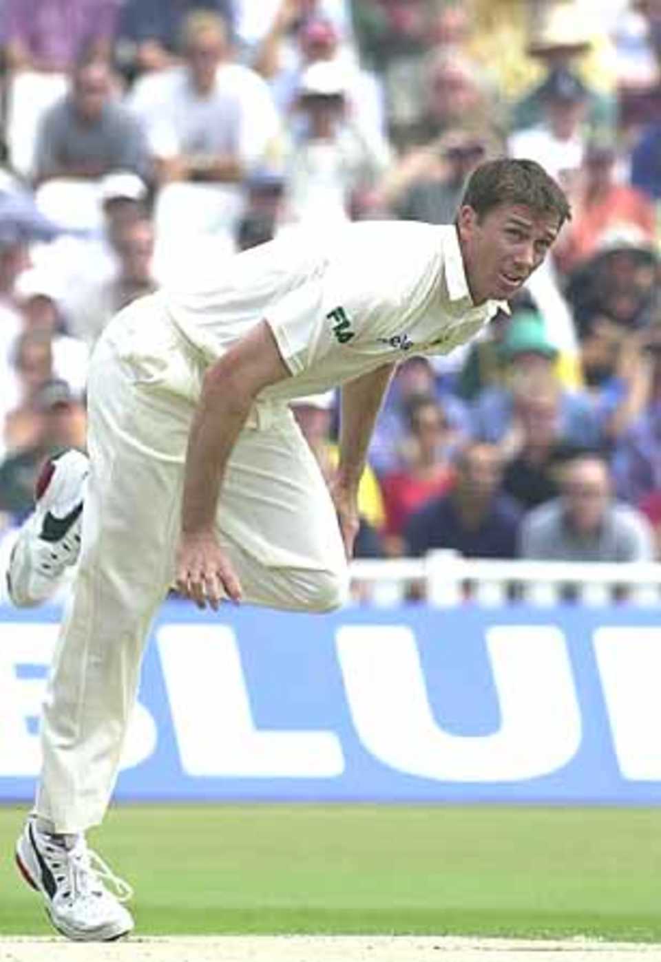 Glenn McGrath in the first Ashes Test of 2001