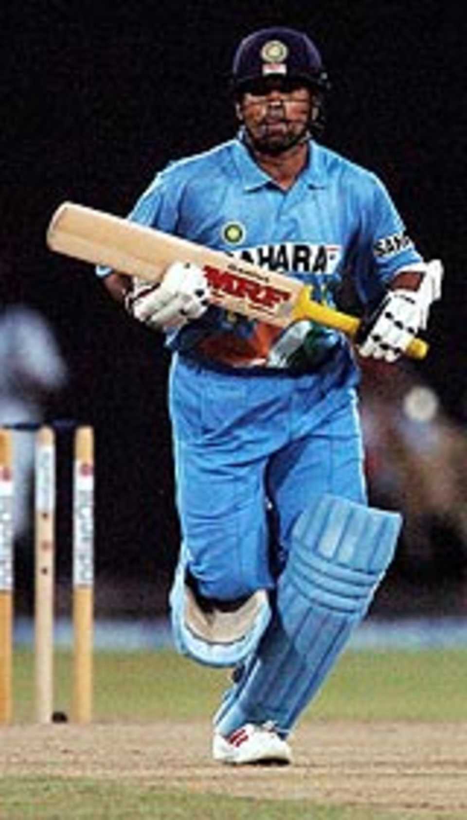 Sachin Tendulkar takes a run, Pakistan v India, Asia Cup, 10th match, Colombo, 25 July, 2004