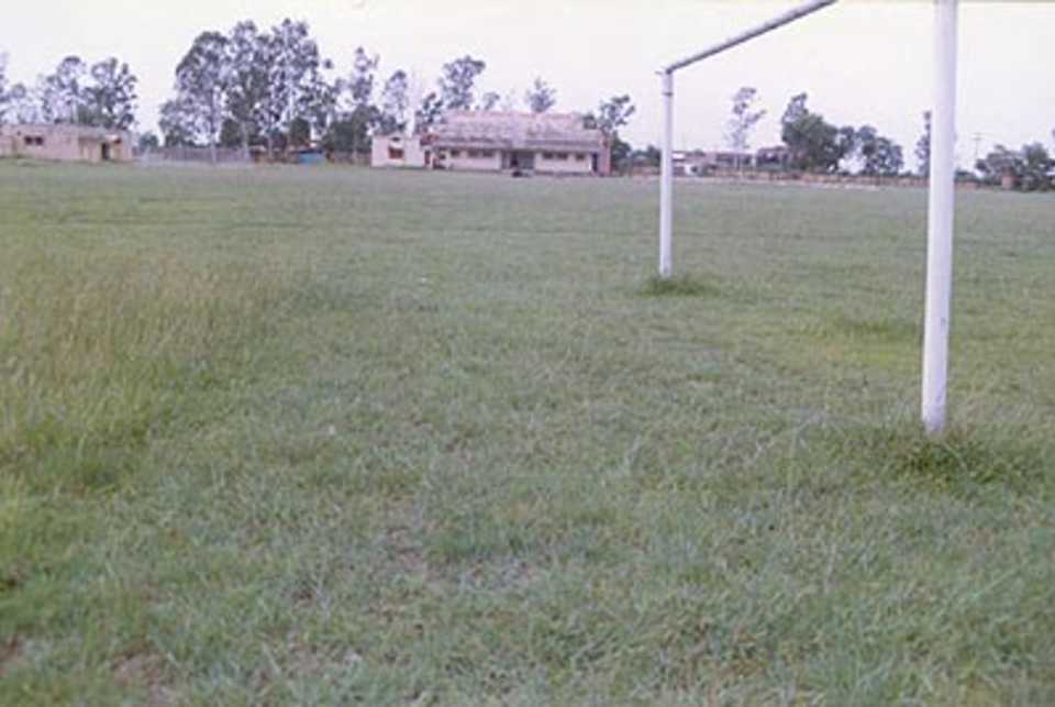The lush green turf at the Indra Gandhi Stadium, Orai