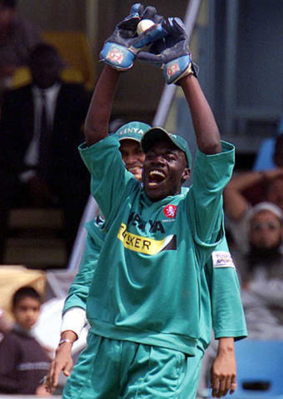 David Obuya goes up for an appeal against Pakistan at Nairobi