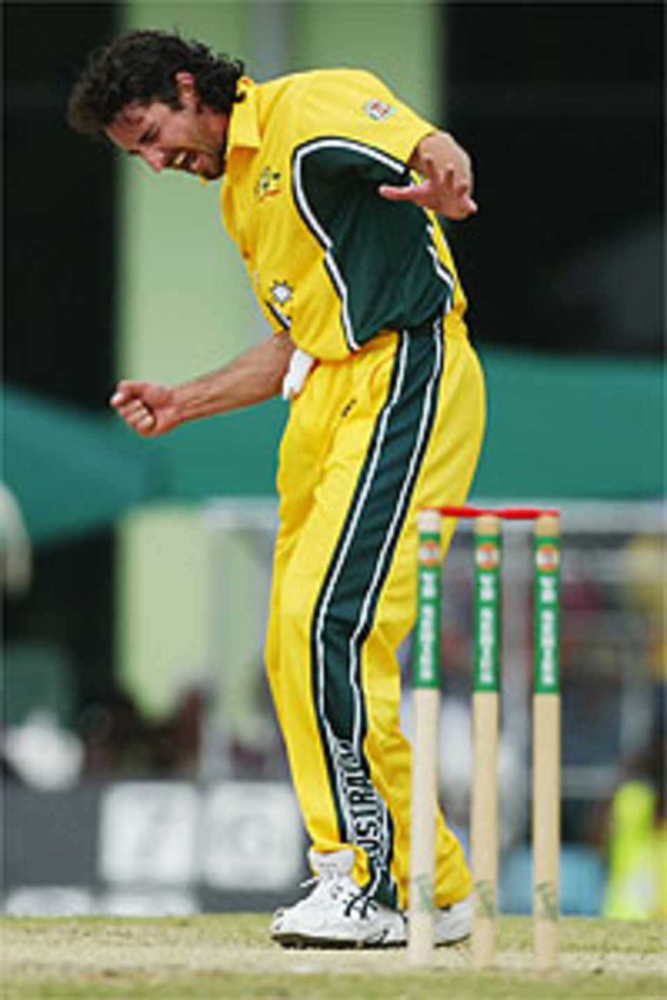 Jason Gillespie of Australia celebrates, Australia v Bangladesh, 1st ODI, 2003