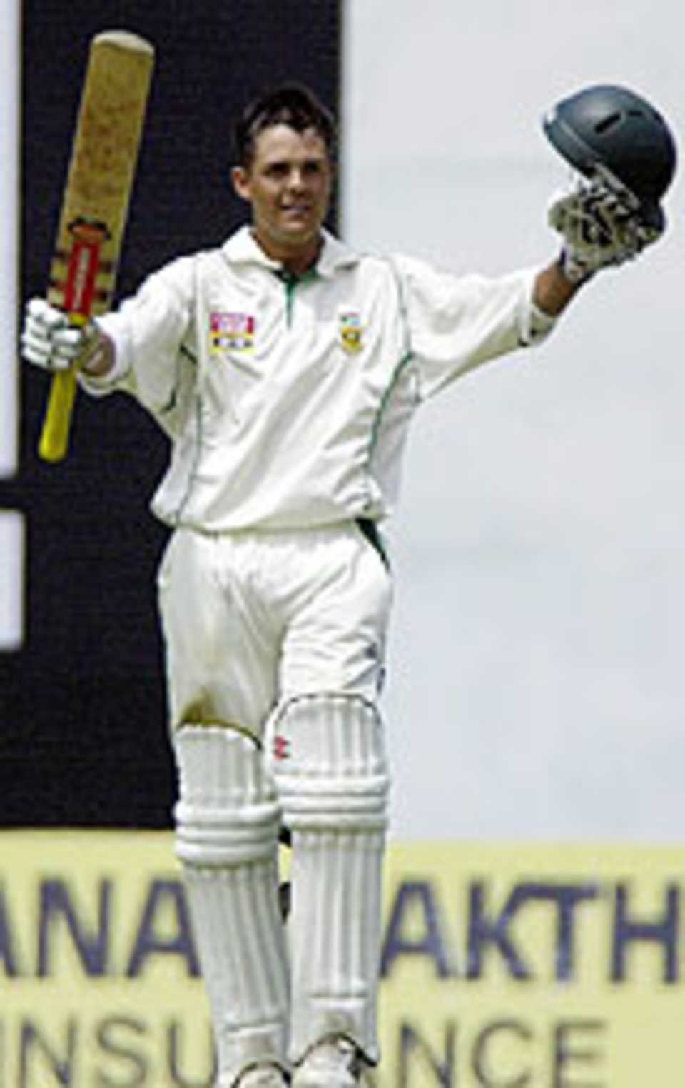 Jacques Rudolph celebrates his hundred, Sri Lanka v South Africa, 1st Test, Galle, August 6, 2004