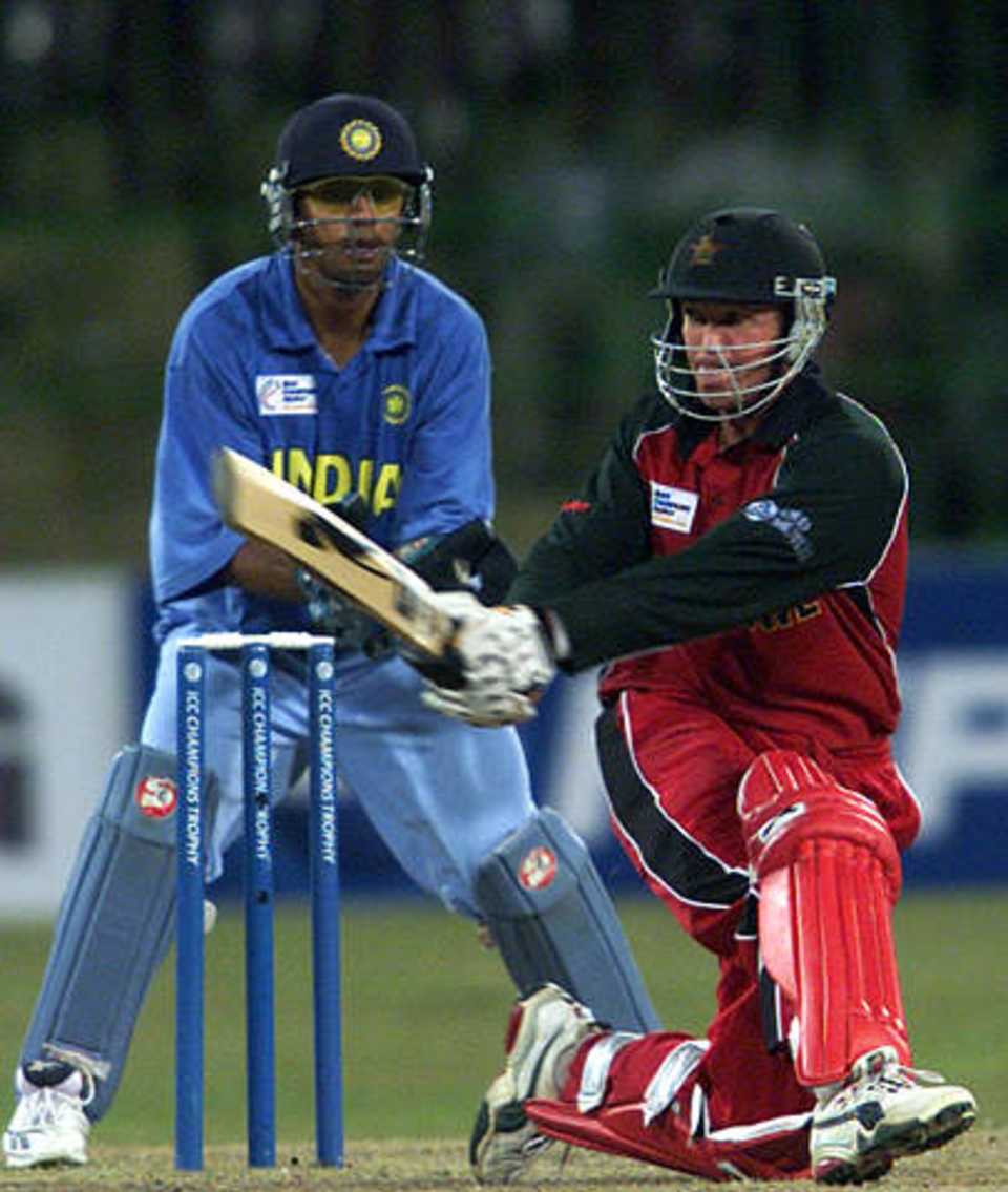 Andy Flower sweeps a delivery during his knock of 145 against India at Colombo