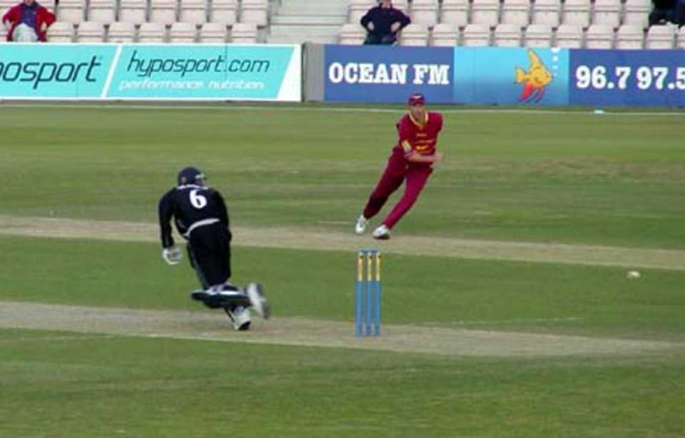 Hampshire's John Francis turns the ball to leg to bring up his century against Northamptonshire Steelbacks