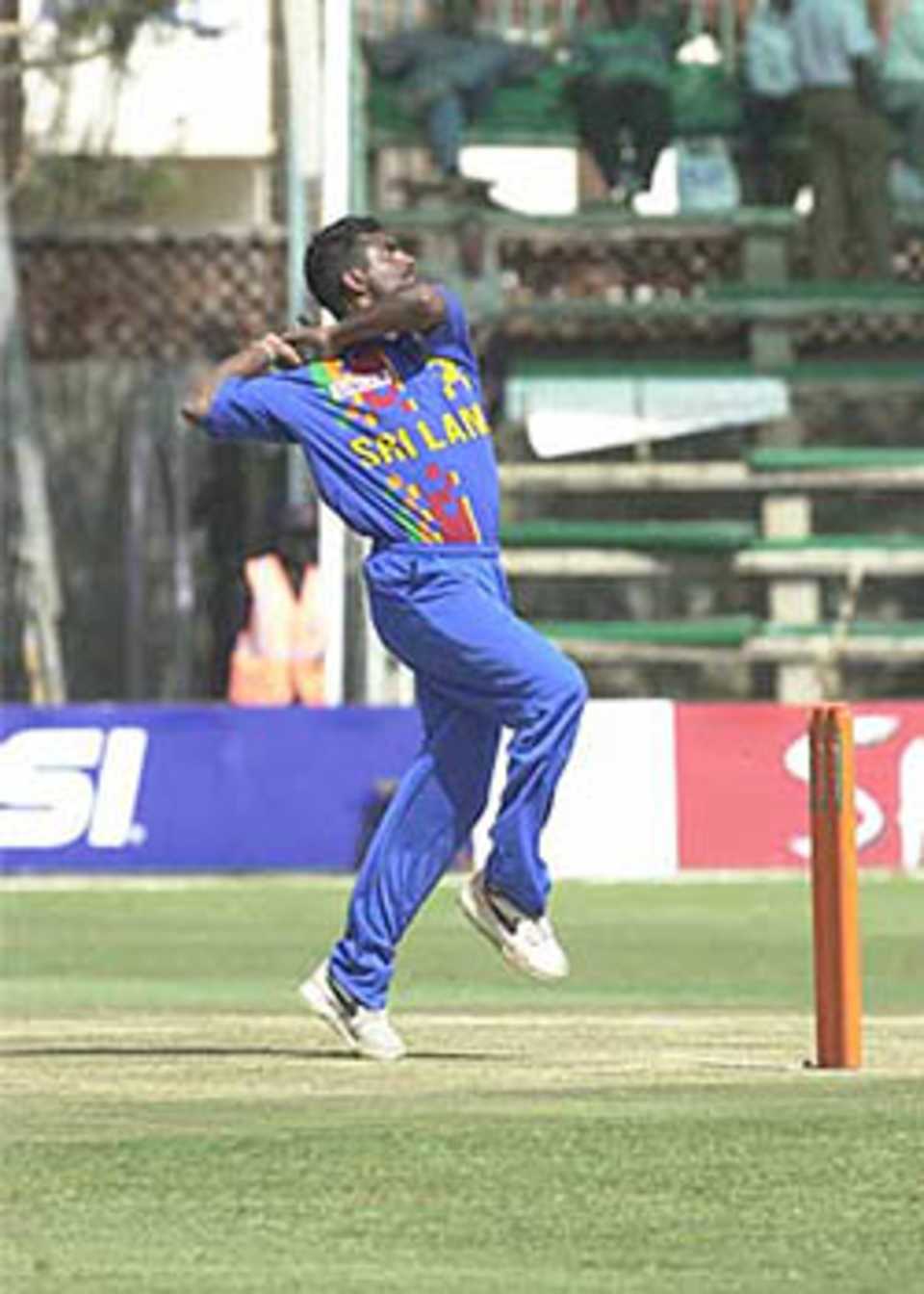 Muralitharan just about to deliver the ball