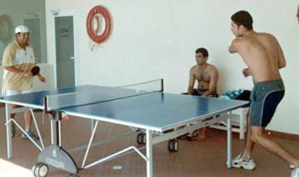 Tendulkar and Yuvraj Singh showing some ping pong skills