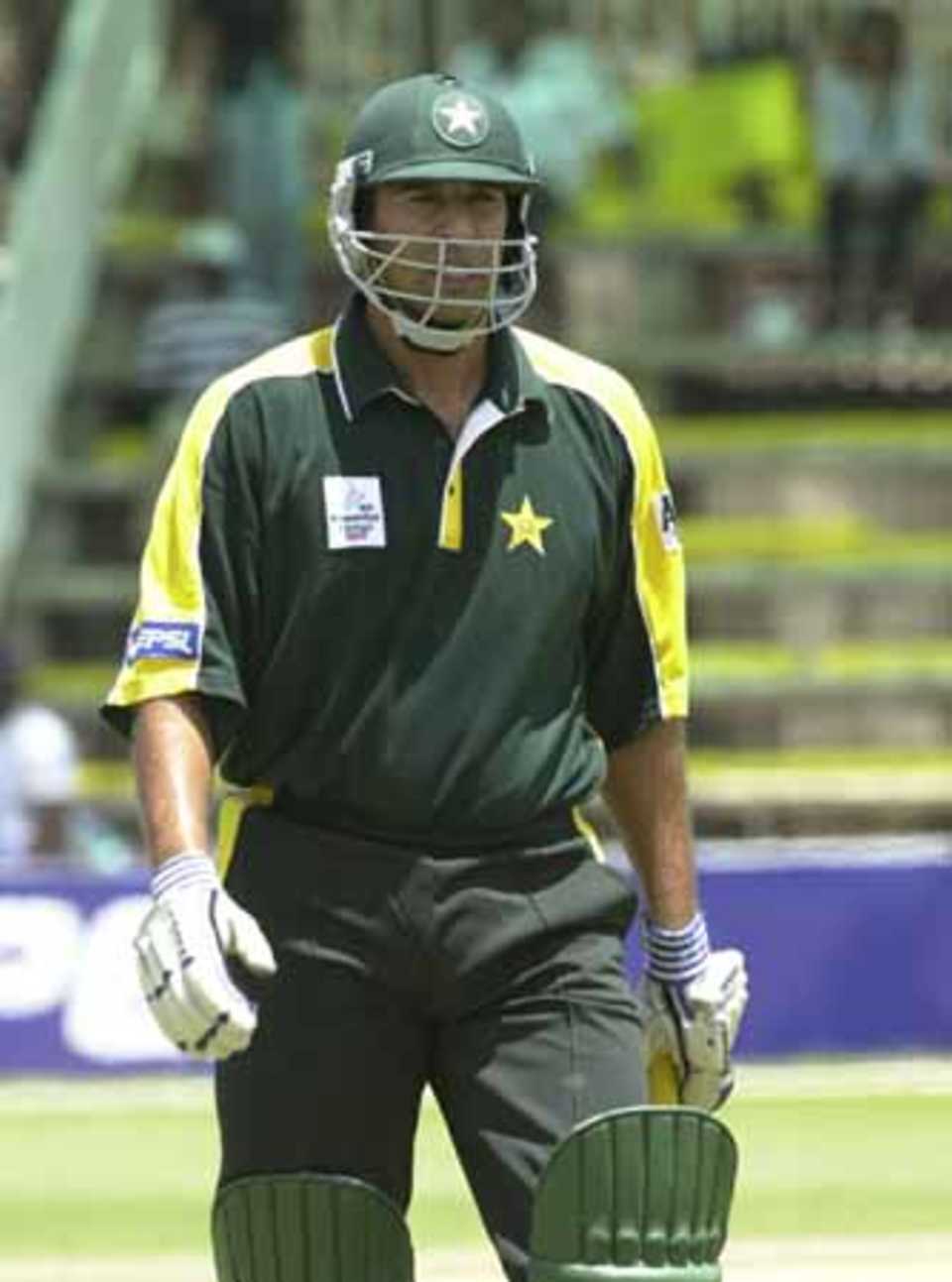 Wasim Akram at the end of his innings, run out.