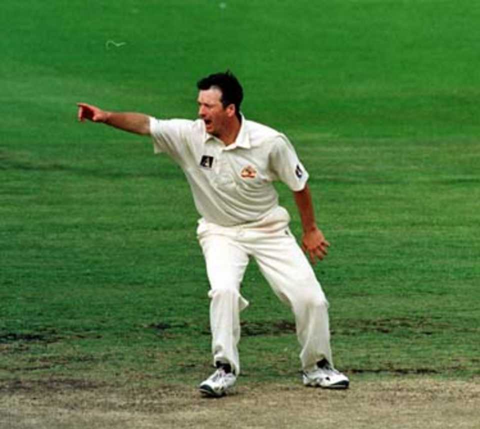 Steve Waugh appeals during the Australia v New Zealand match at Bellerive Oval in Tasmania. November 30th 1997.