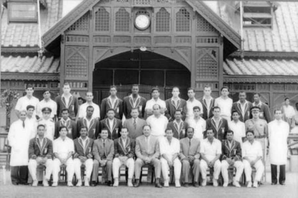 The West Indies and Pakistan test teams at Bagh-e-Jinnah