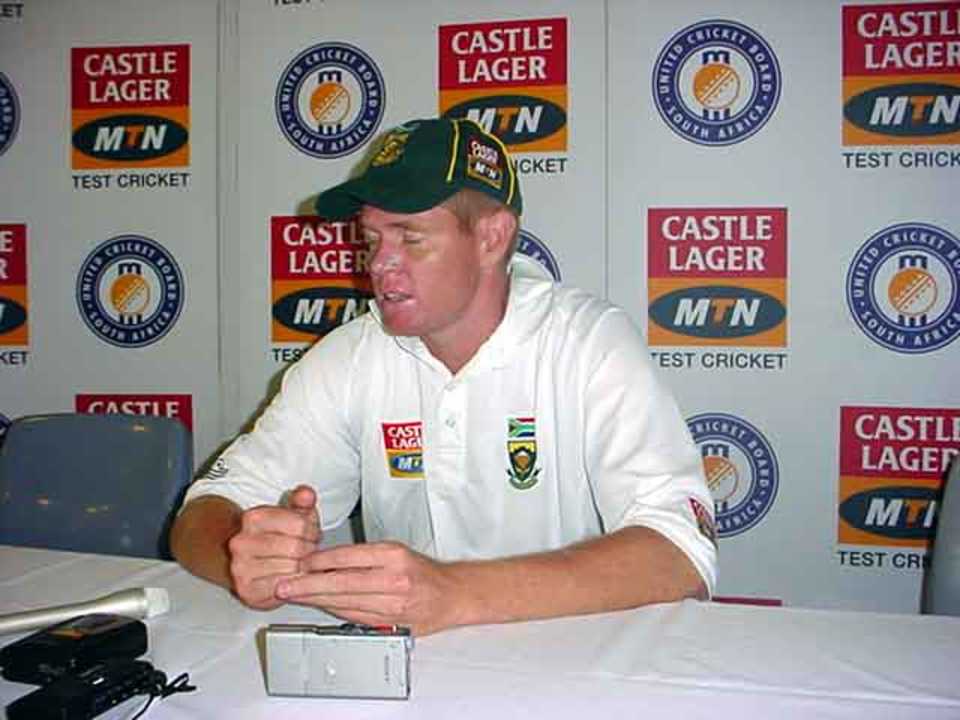 A relaxed Shaun Pollock at Wanderers Press Conference