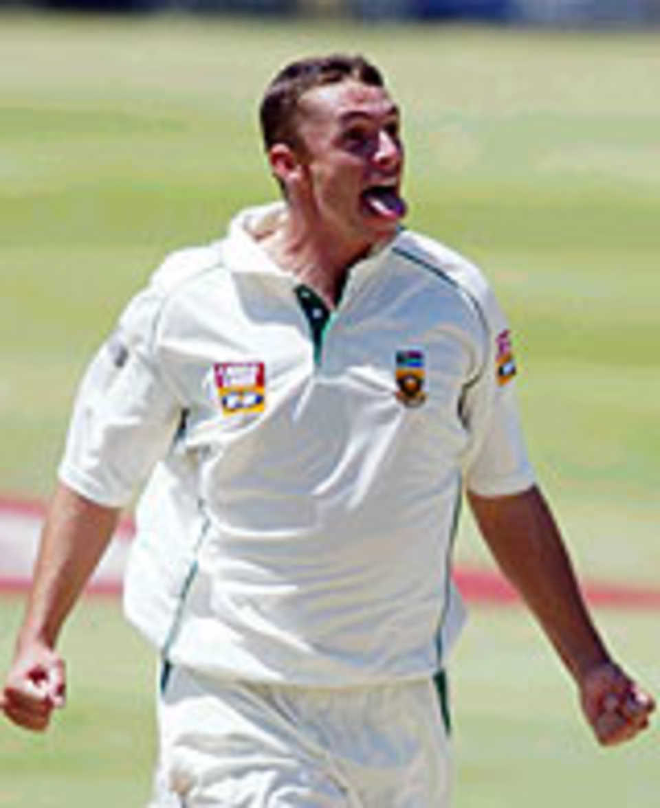 Andre Nel sticks his tongue out, South Africa v West Indies, 1st Test, Johannesburg, December 16, 2003