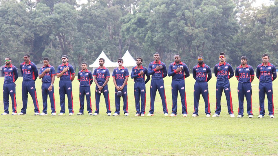 USA squad stands for the playing of 'The Star-Spangled Banner', Canada v USA, ICC World Cricket League Division Three, Kampala, May 27, 2017