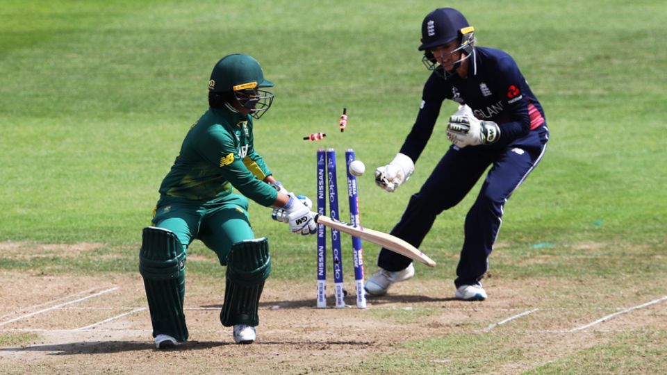 Sarah Taylor's lightning hands down the leg side caught Trisha Chetty out of her crease, England v South Africa, Women's World Cup semi-final, Bristol, July 18, 2017