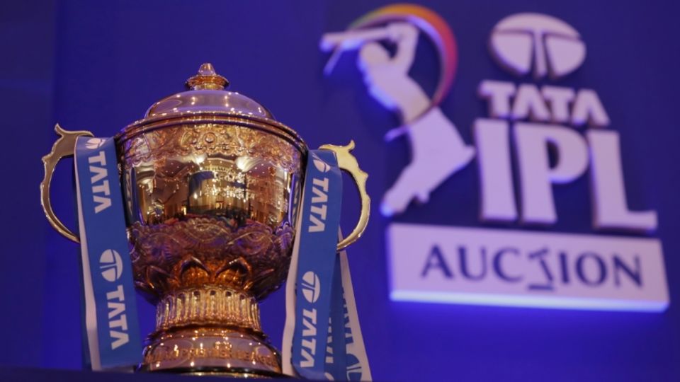 The IPL trophy on display at IPL 2022 auction day in Bengaluru, February 12, 2022
