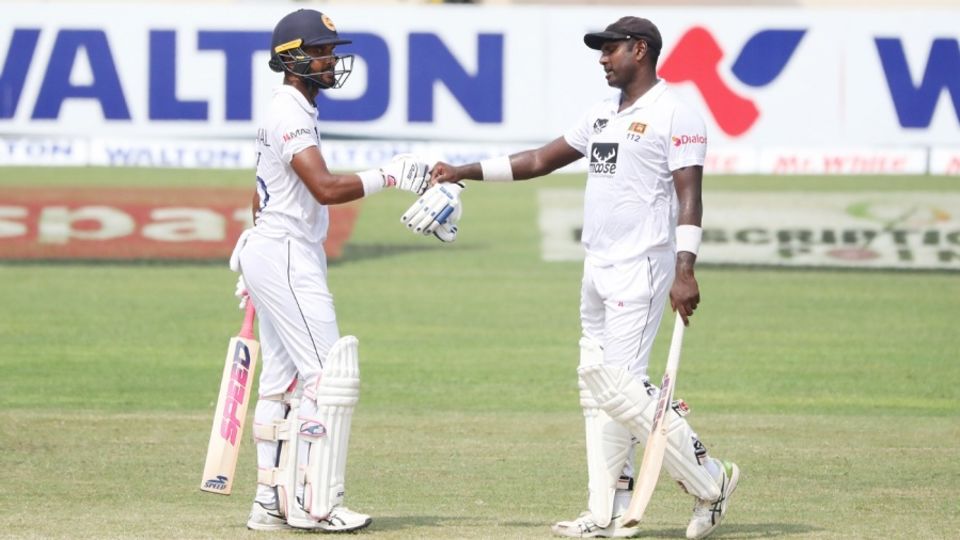 Dinesh Chandimal and Angelo Mathews added 199 runs for the sixth wicket, Bangladesh vs Sri Lanka, 2nd Test, Mirpur, 4th day, May 26, 2022