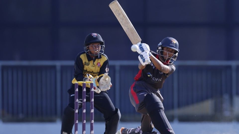 Theertha Satish played a steady hand in the run chase, Malaysia vs UAE, Women's T20 Asia Cup, Sylhet, October 5, 2022