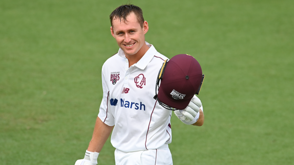 Marnus Labuschagne started his first-class season with a hundred, Queensland vs Tasmania, Sheffield Shield, Allan Border Field, October 7, 2022